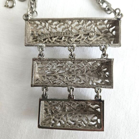 VTG LUCIEN PICCARD Silver Statement Necklace Large - Picture 6 of 11